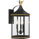 Simpson Wall Sconce Wall Light in Matte Black and Textured Gold