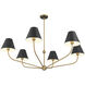 Xavier 6 Light 48 inch Vibrant Gold and Matte Black Chandelier Ceiling Light