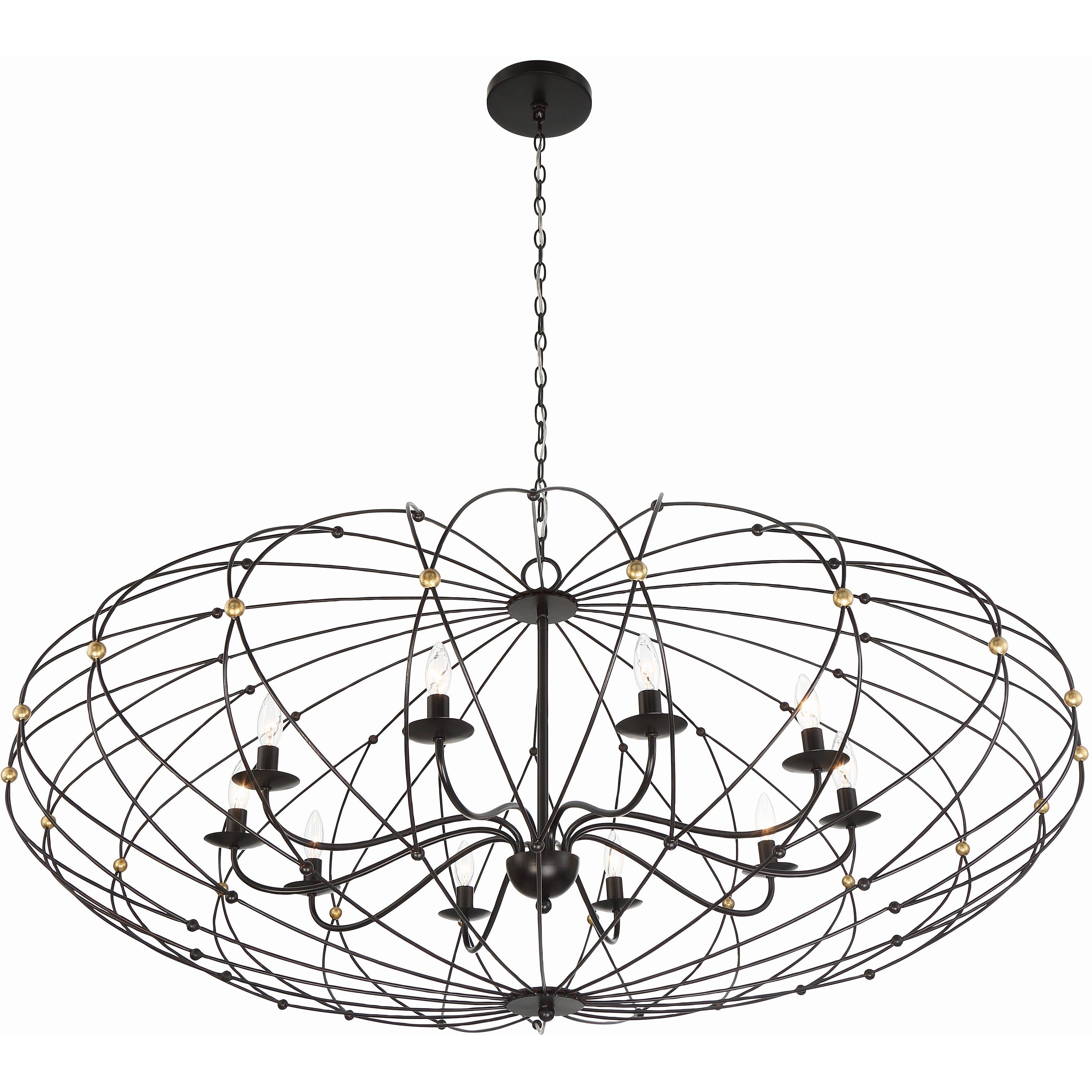Zucca 10 Light 58 inch English Bronze and Antique Gold Chandelier Ceiling Light