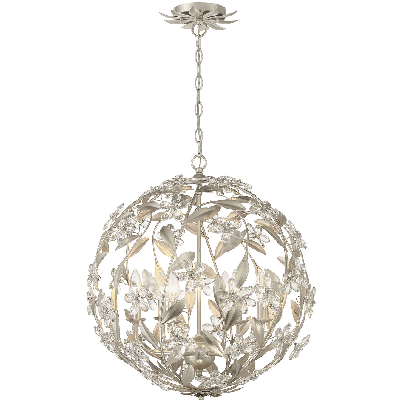 Marselle 6 Light 22 inch Antique Silver Chandelier Ceiling Light