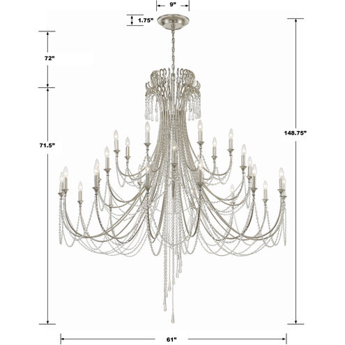 Arcadia 28 Light 61 inch Antique Silver Chandelier Ceiling Light