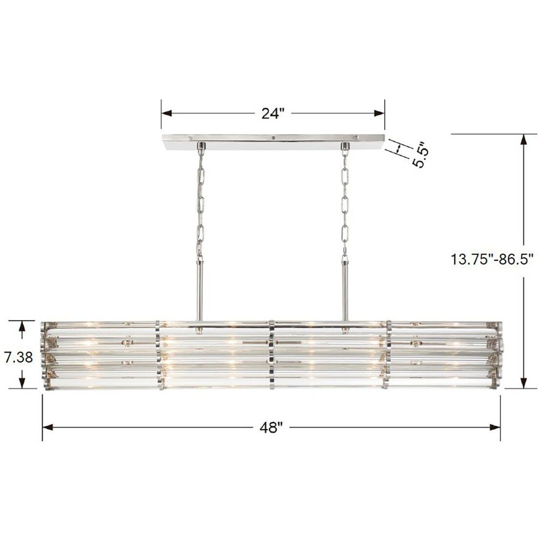 Elliot 6 Light 48 inch Polished Nickel Chandelier Ceiling Light