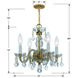 Traditional Crystal 4 Light 15 inch Polished Brass Mini Chandelier Ceiling Light in Clear Hand Cut