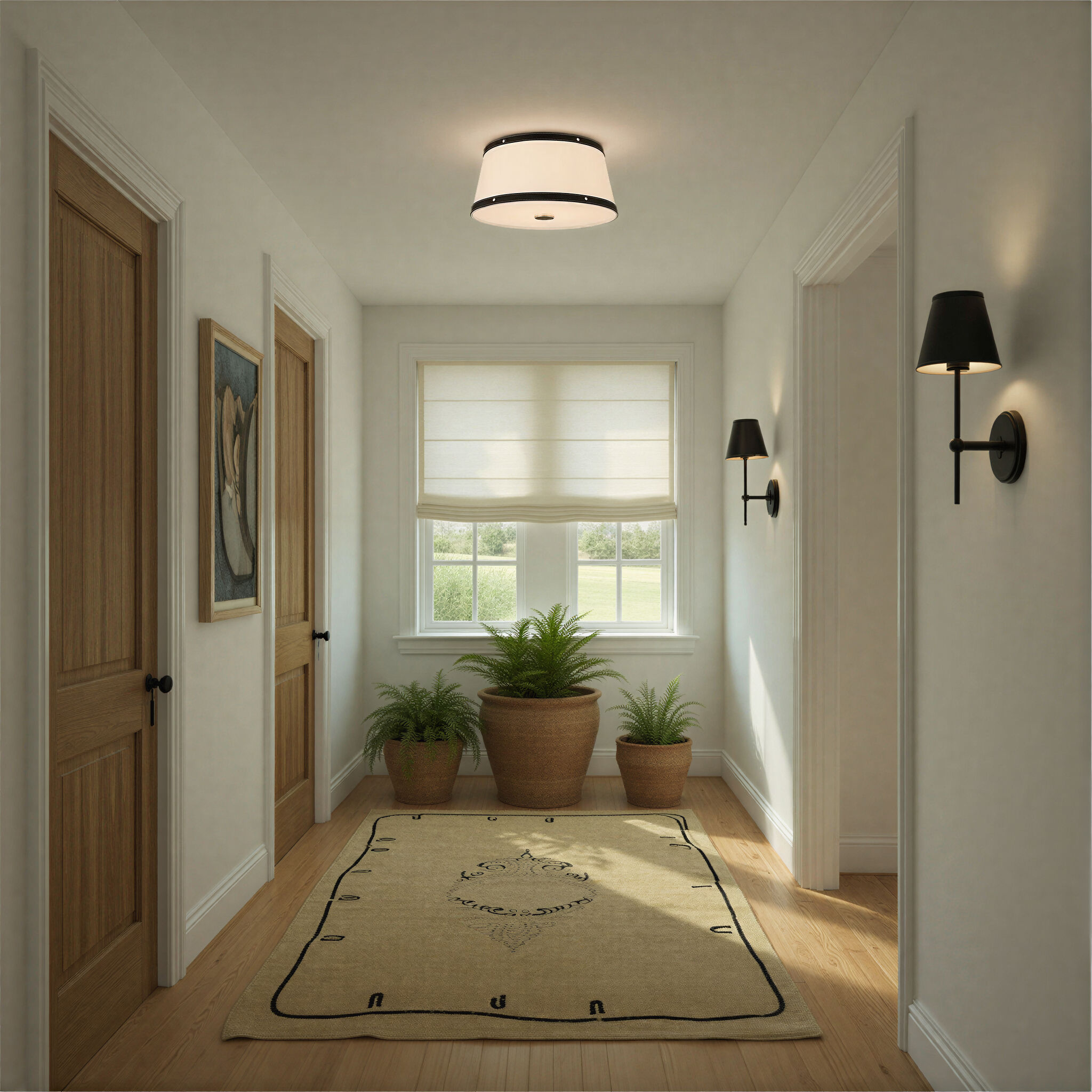 Callahan 3 Light 17 inch Polished Nickel Flush Ceiling Light