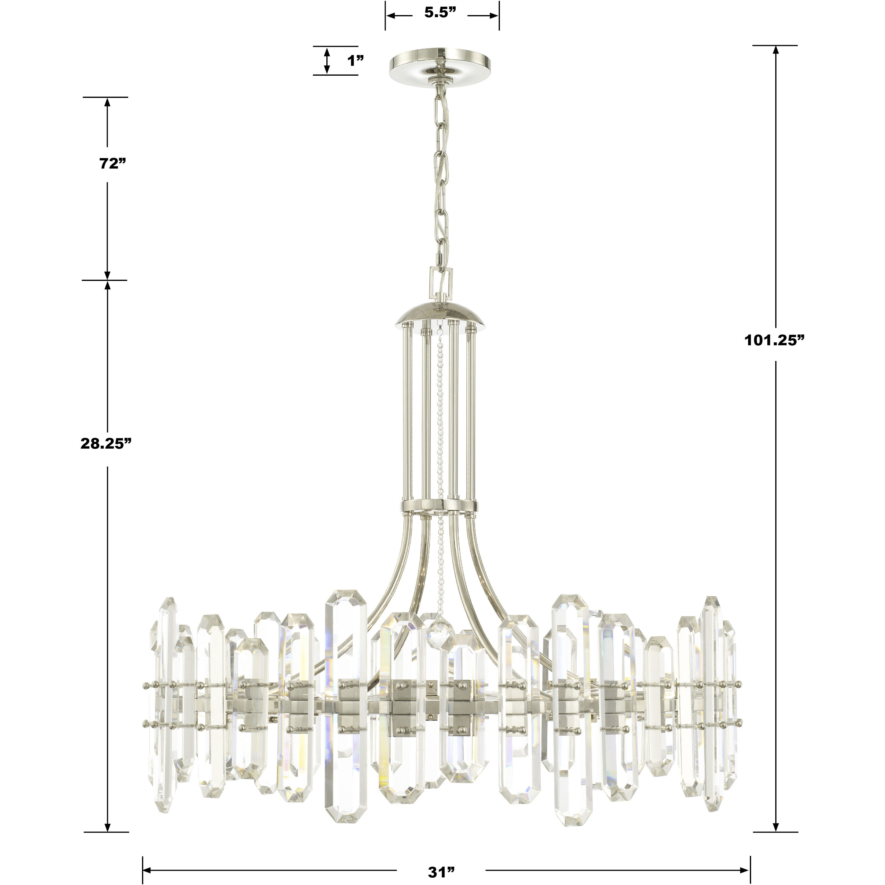 Bolton 12 Light 31 inch Polished Nickel Chandelier Ceiling Light