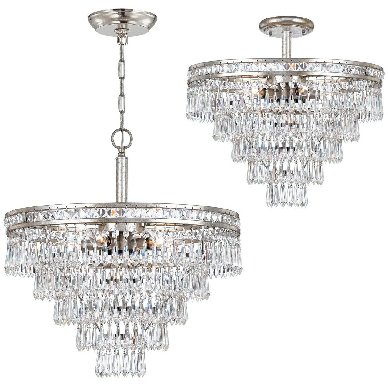 Mercer 7 Light 20 inch Olde Silver Semi Flush Ceiling Light