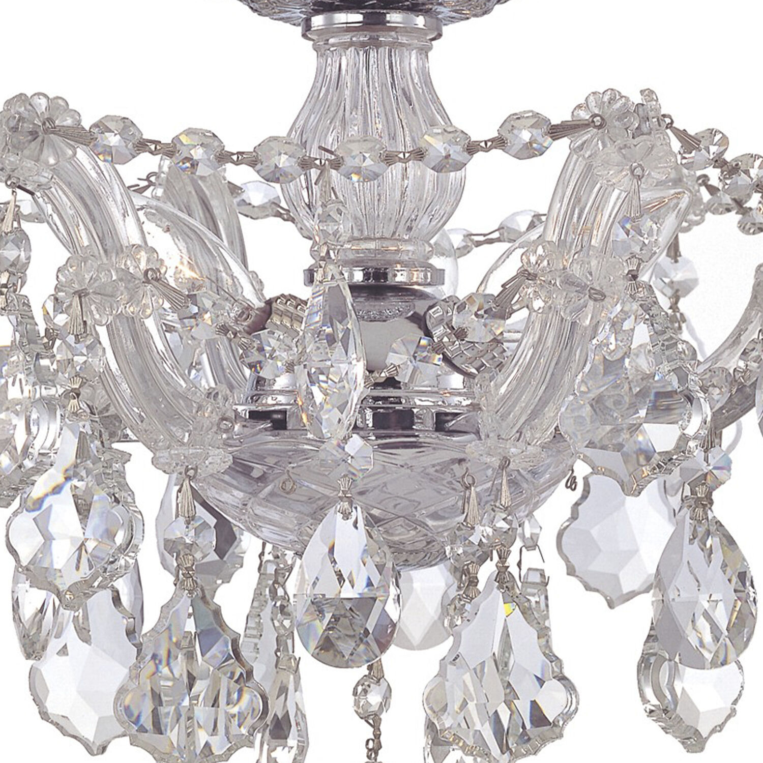 Maria Theresa 3 Light 13.5 inch Polished Chrome Semi Flush Ceiling Light in Clear Hand Cut