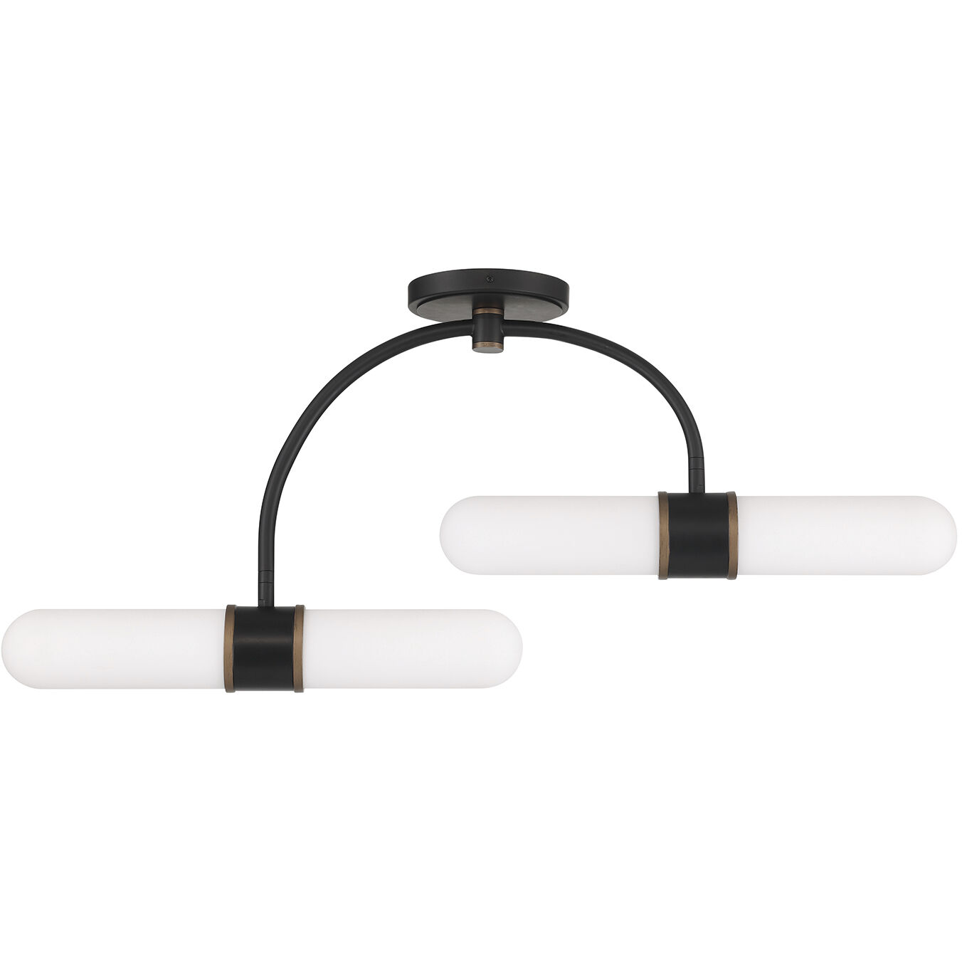 Capsule 4 Light 34.25 inch Matte Black and Textured Gold Semi Flush Ceiling Light