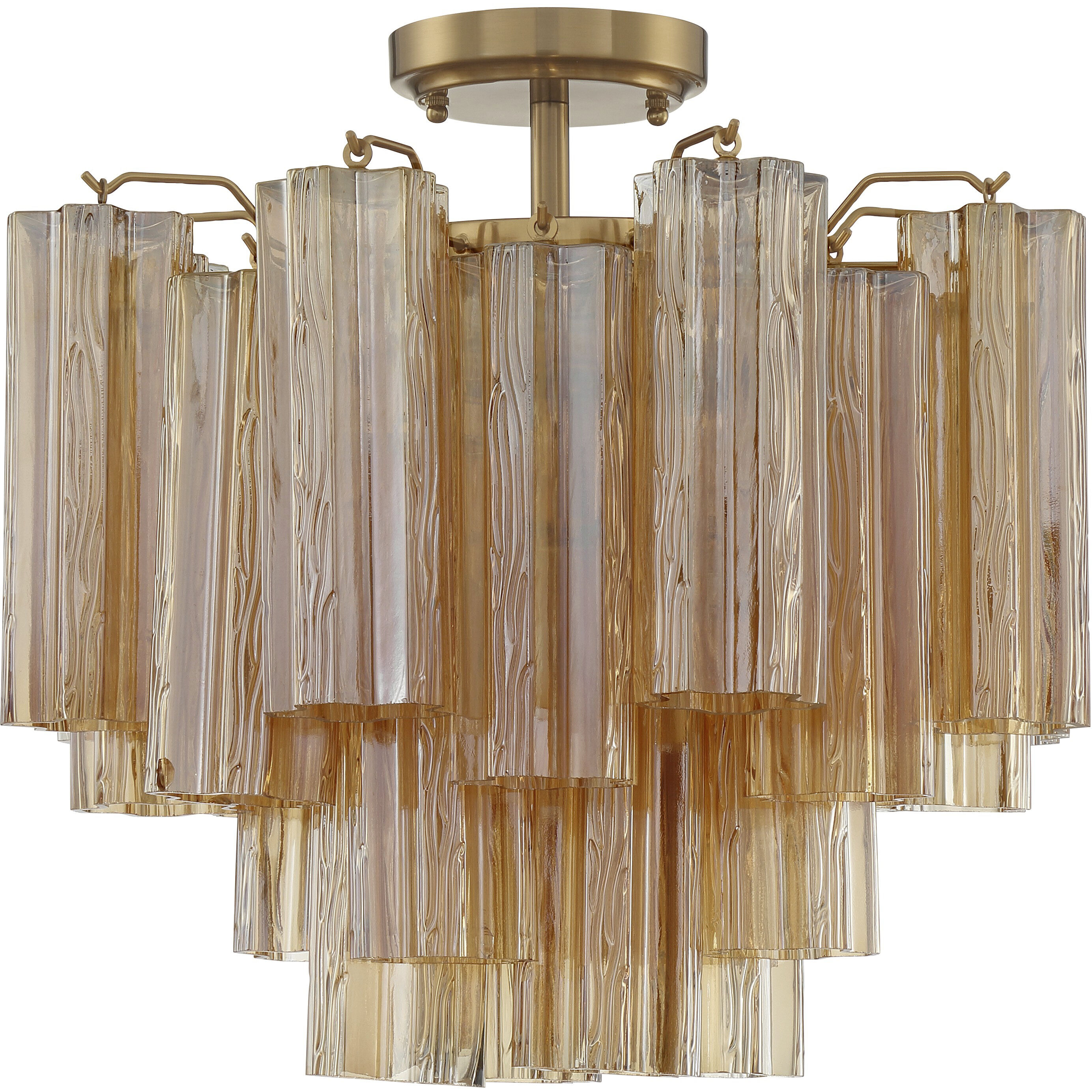 Addis 4 Light 17.75 inch Aged Brass Semi Flush Ceiling Light in Amber
