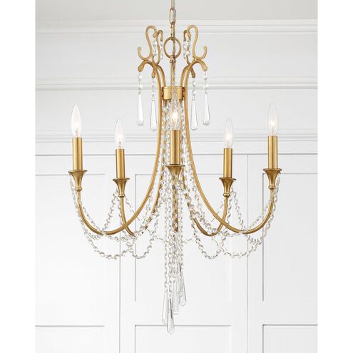 Arcadia 5 Light 23.5 inch Antique Gold Chandelier Ceiling Light in Antique Brass and Black