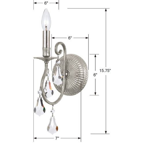 Ashton 1 Light 5.5 inch Olde Silver Sconce Wall Light in Clear Hand Cut