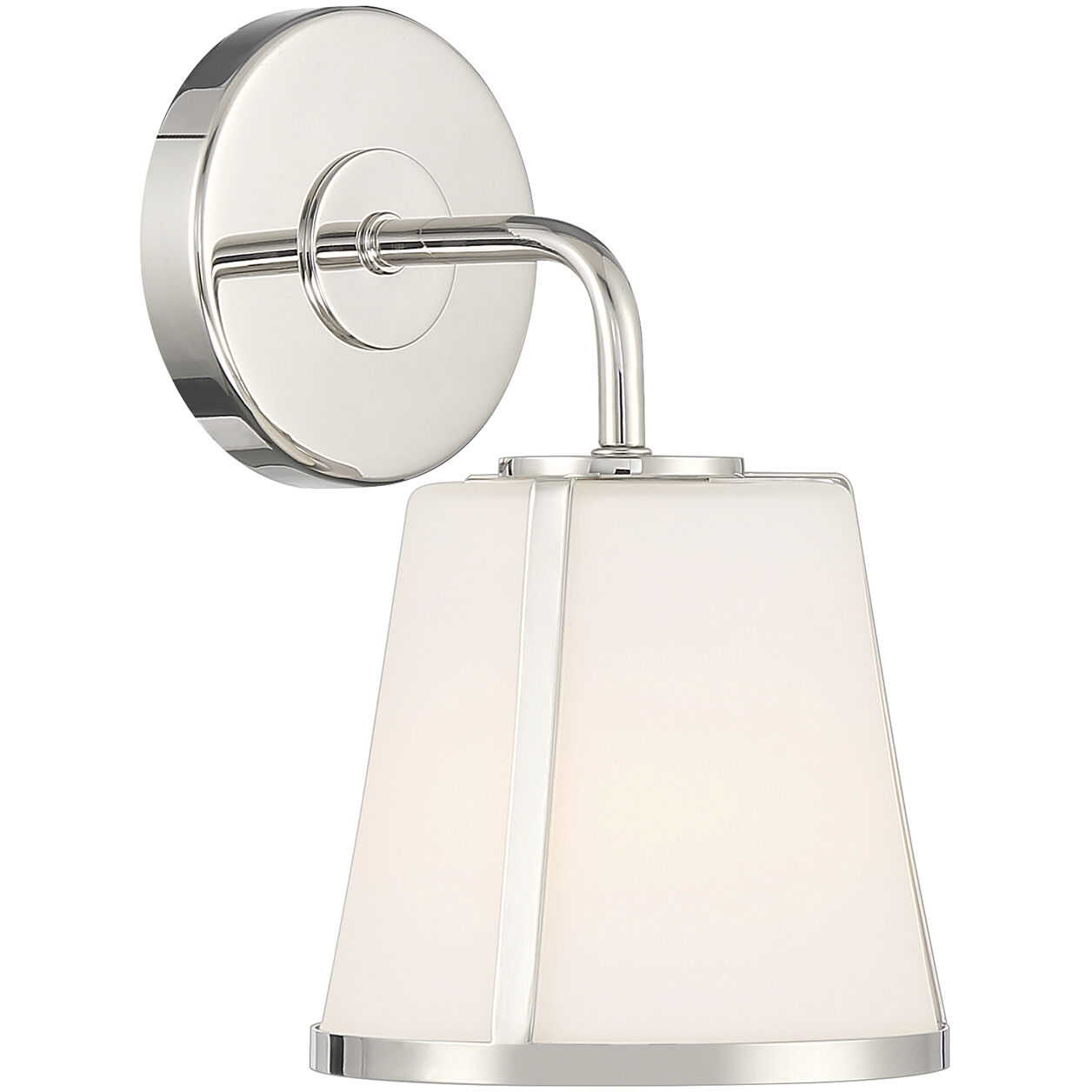 Fulton Bath Sconce Wall Light in Polished Nickel, White