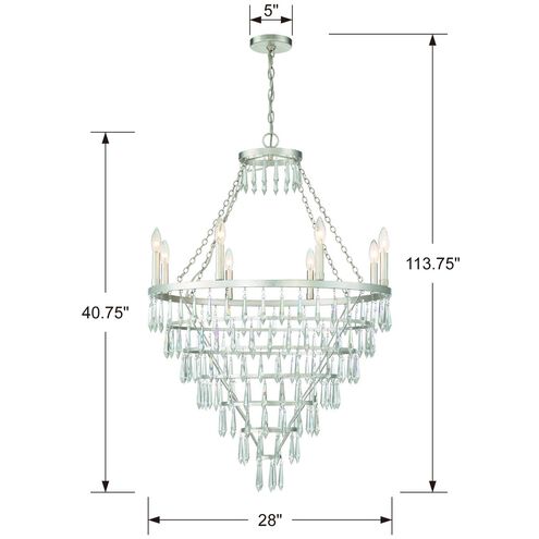 Lucille 8 Light 28 inch Antique Silver Chandelier Ceiling Light