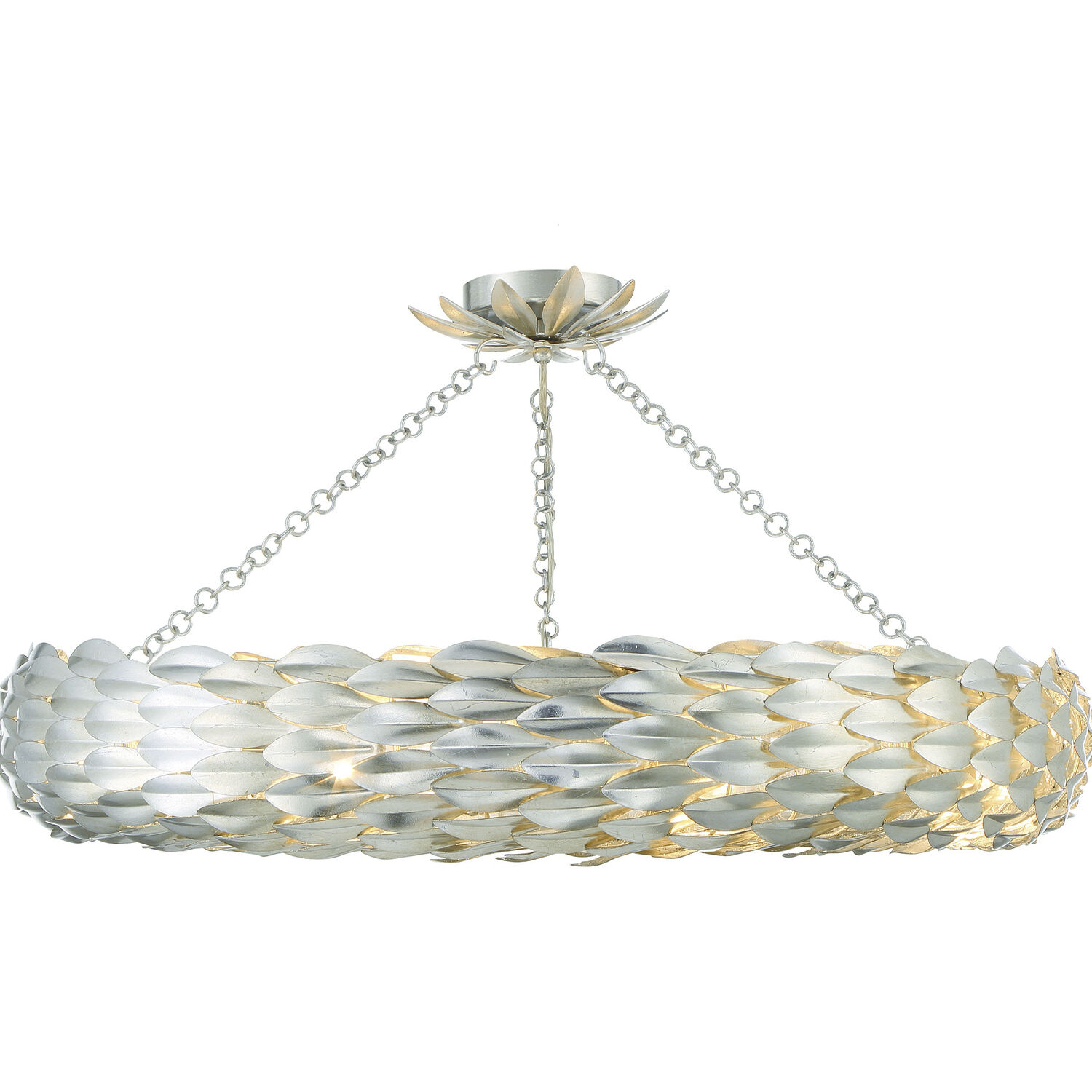 Broche 8 Light 33.5 inch Antique Silver Semi Flush Ceiling Light