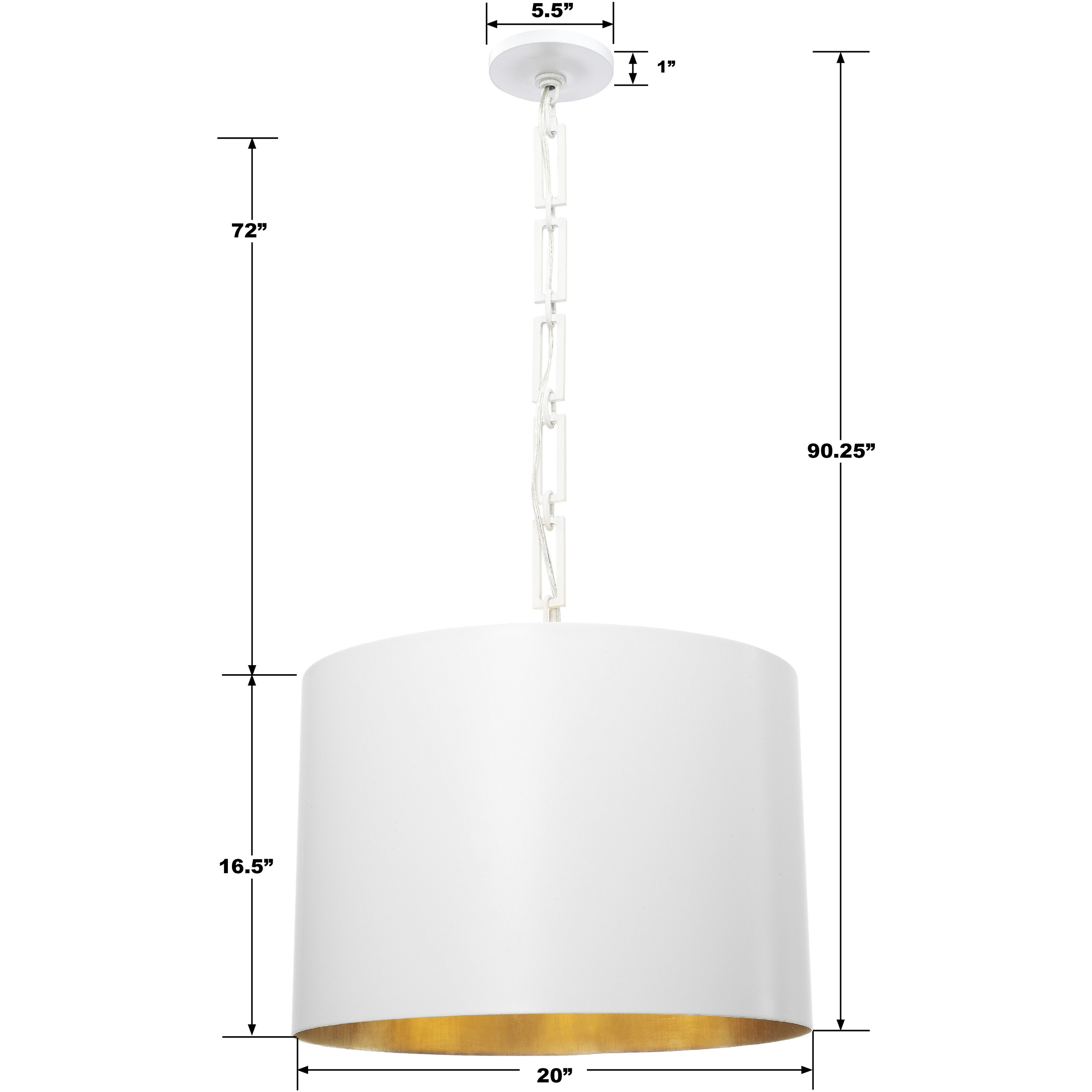 Alston 6 Light 20 inch Matte White/Antique Gold Pendant Ceiling Light in Matte White and Antique Gold