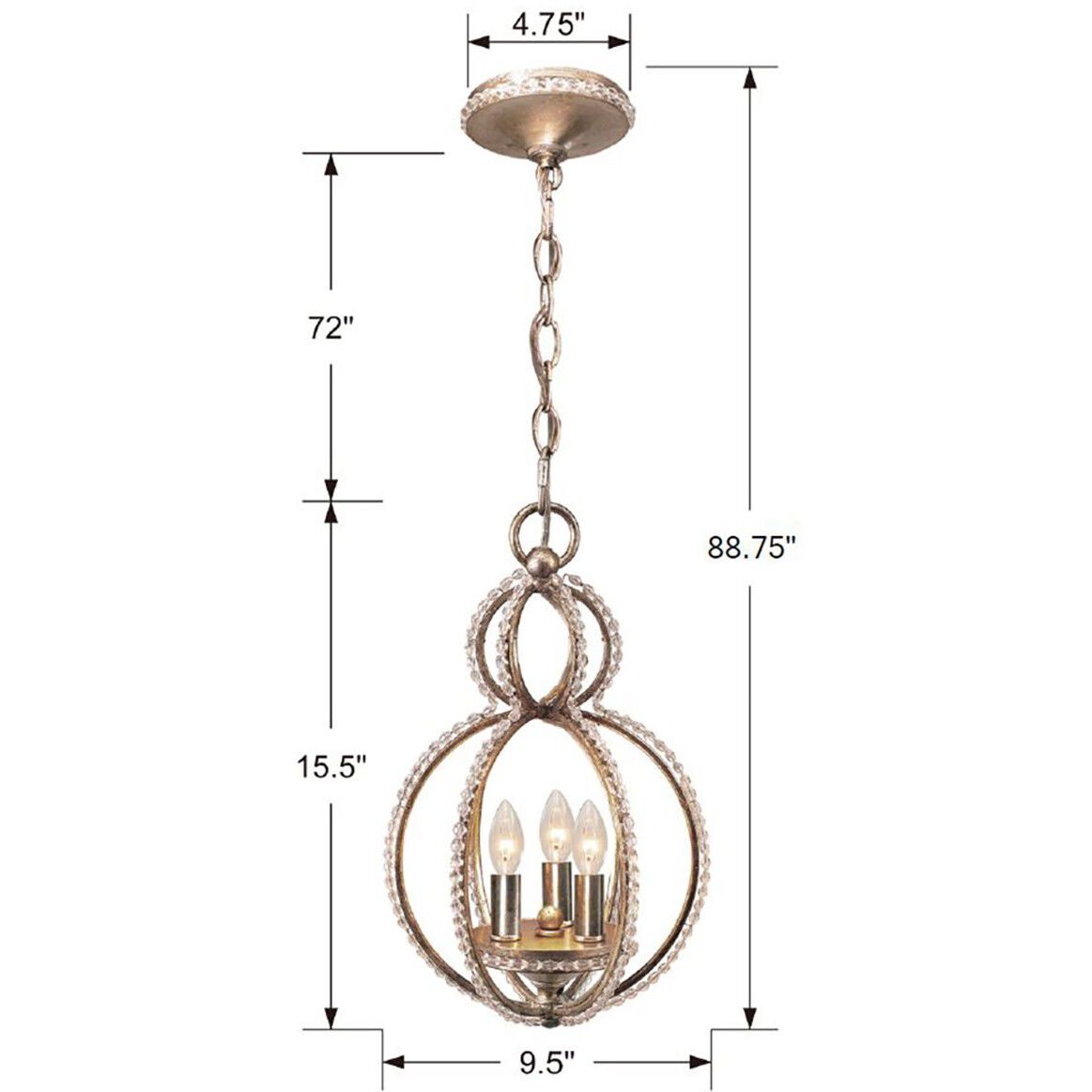 Garland 3 Light 9.5 inch Distressed Twilight Mini Chandelier Ceiling Light
