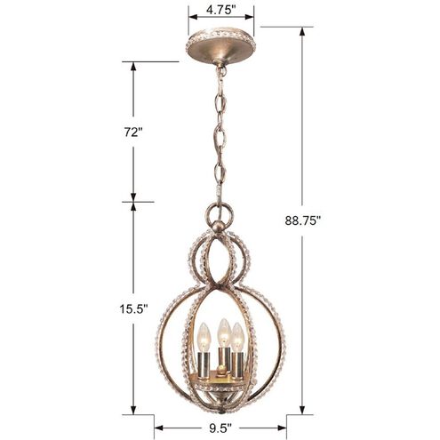 Garland 3 Light 9.5 inch Distressed Twilight Mini Chandelier Ceiling Light