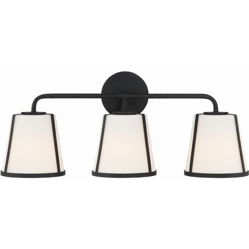 Fulton 3 Light 23.25 inch Black Bathroom Vanity Light Wall Light in White