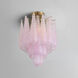 Ollie 4 Light 14.25 inch Aged Brass Semi Flush Ceiling Light in Sand Glass Blush