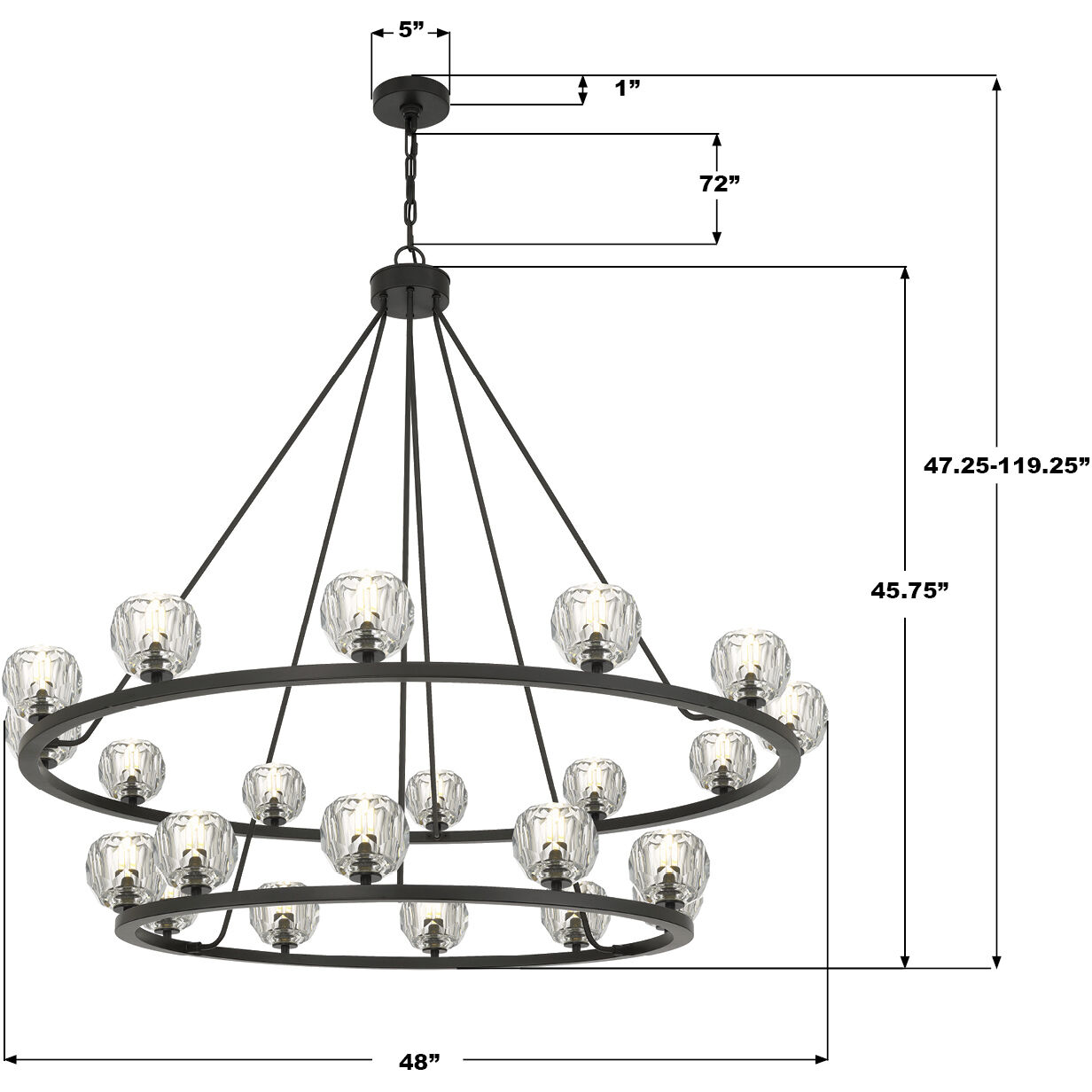 Aragon 22 Light 48 inch Matte Black Chandelier Ceiling Light