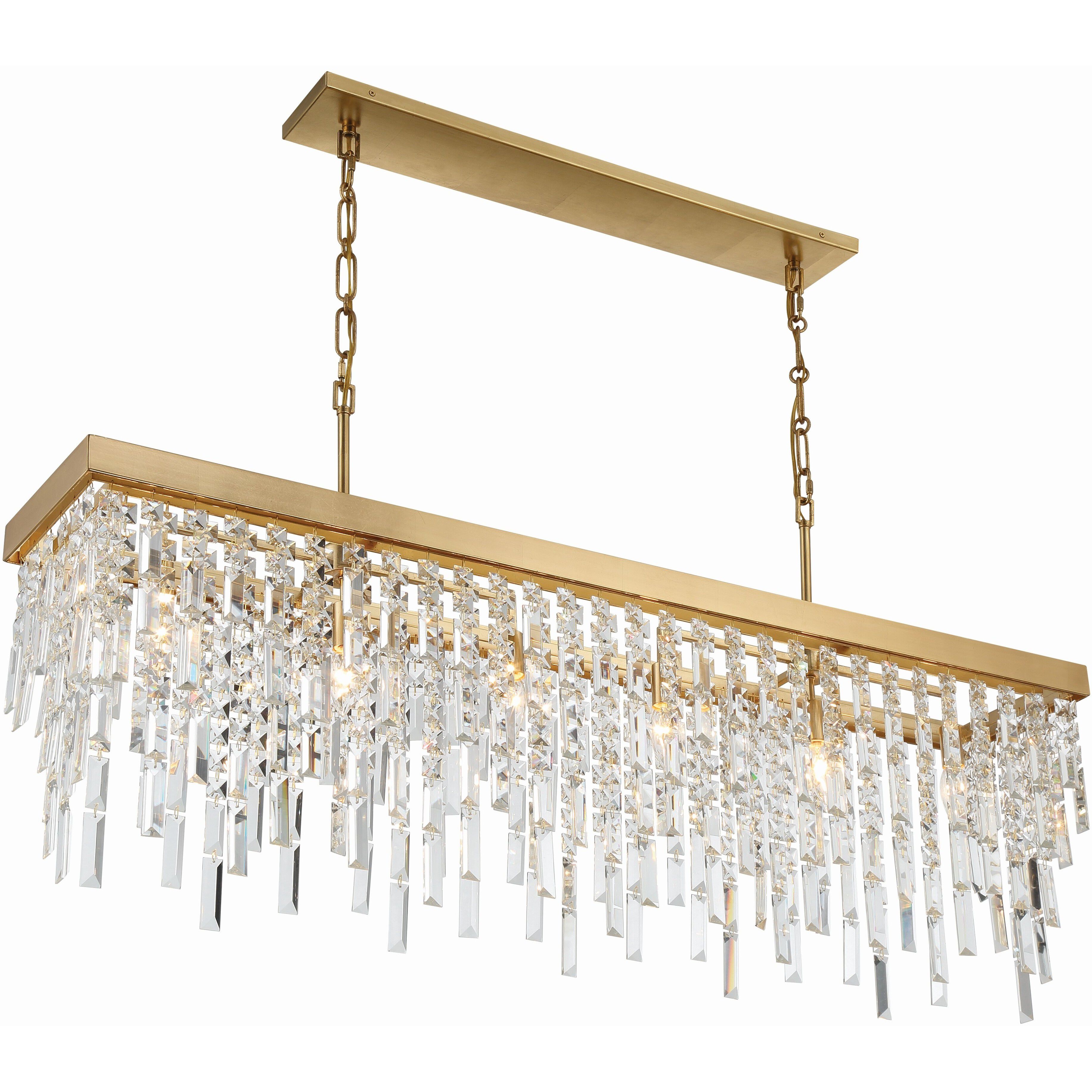 Winfield 6 Light 49 inch Antique Gold Linear Chandelier Ceiling Light