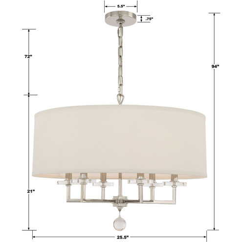 Paxton 6 Light 25.5 inch Polished Nickel Chandelier Ceiling Light