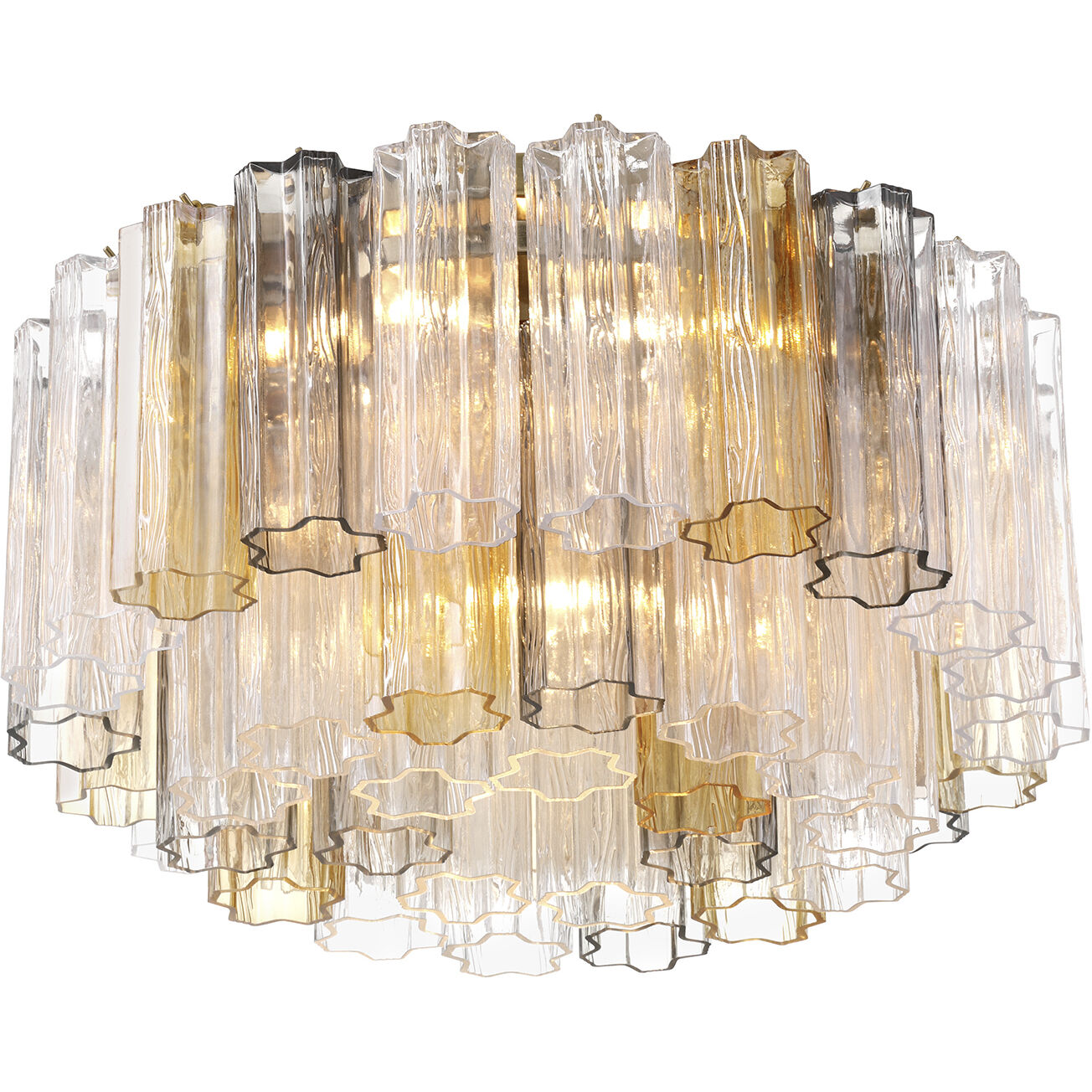 Addis 7 Light 22.25 inch Aged Brass Flush Ceiling Light in Tronchi Glass Autumn