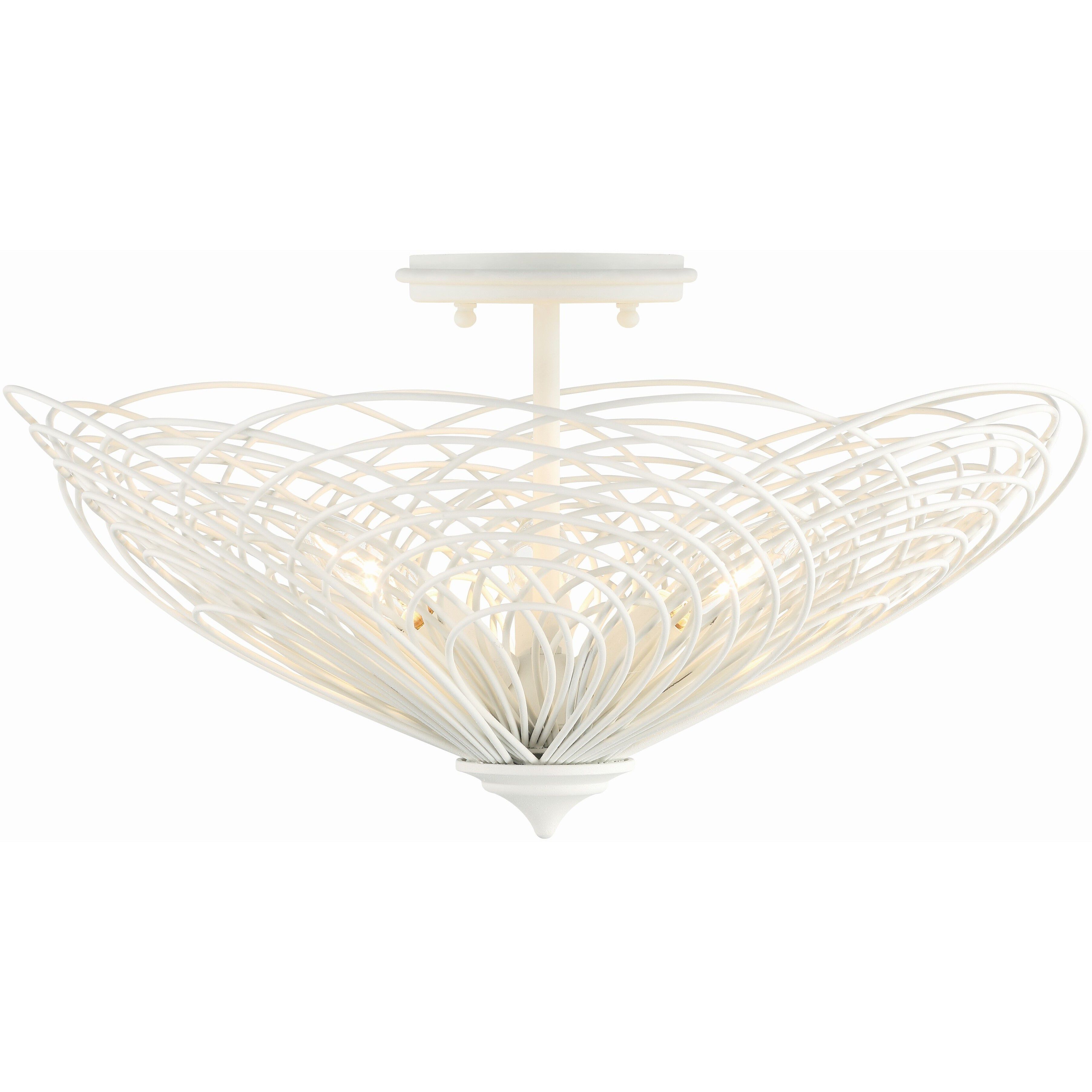 Doral 3 Light 19 inch Matte White Semi Flush Ceiling Light