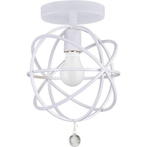 Solaris 1 Light 9 inch Wet White Semi Flush Ceiling Light