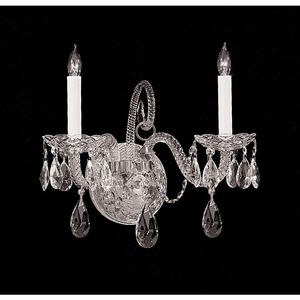 Traditional Crystal 2 Light 14 inch Polished Chrome Wall Sconce Wall Light