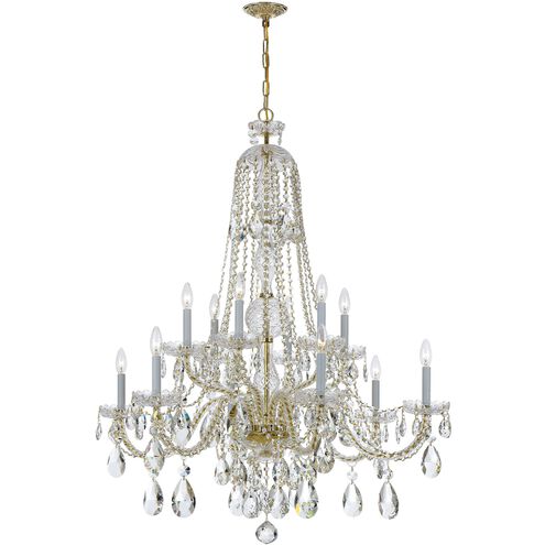 Traditional Crystal 12 Light 42 inch Polished Brass Chandelier Ceiling Light