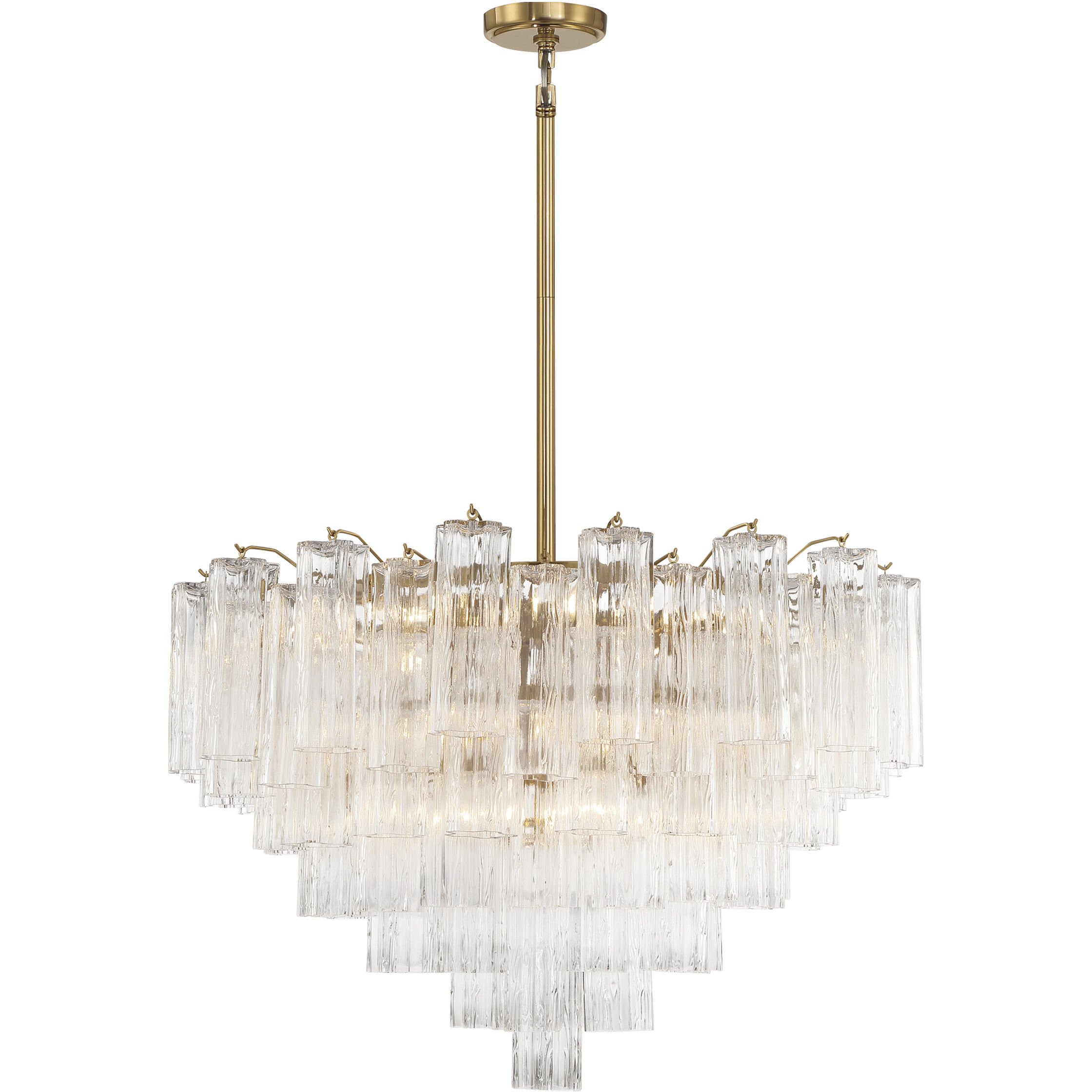Addis 16 Light 32 inch Aged Brass Chandelier Ceiling Light in Tronchi Glass Clear