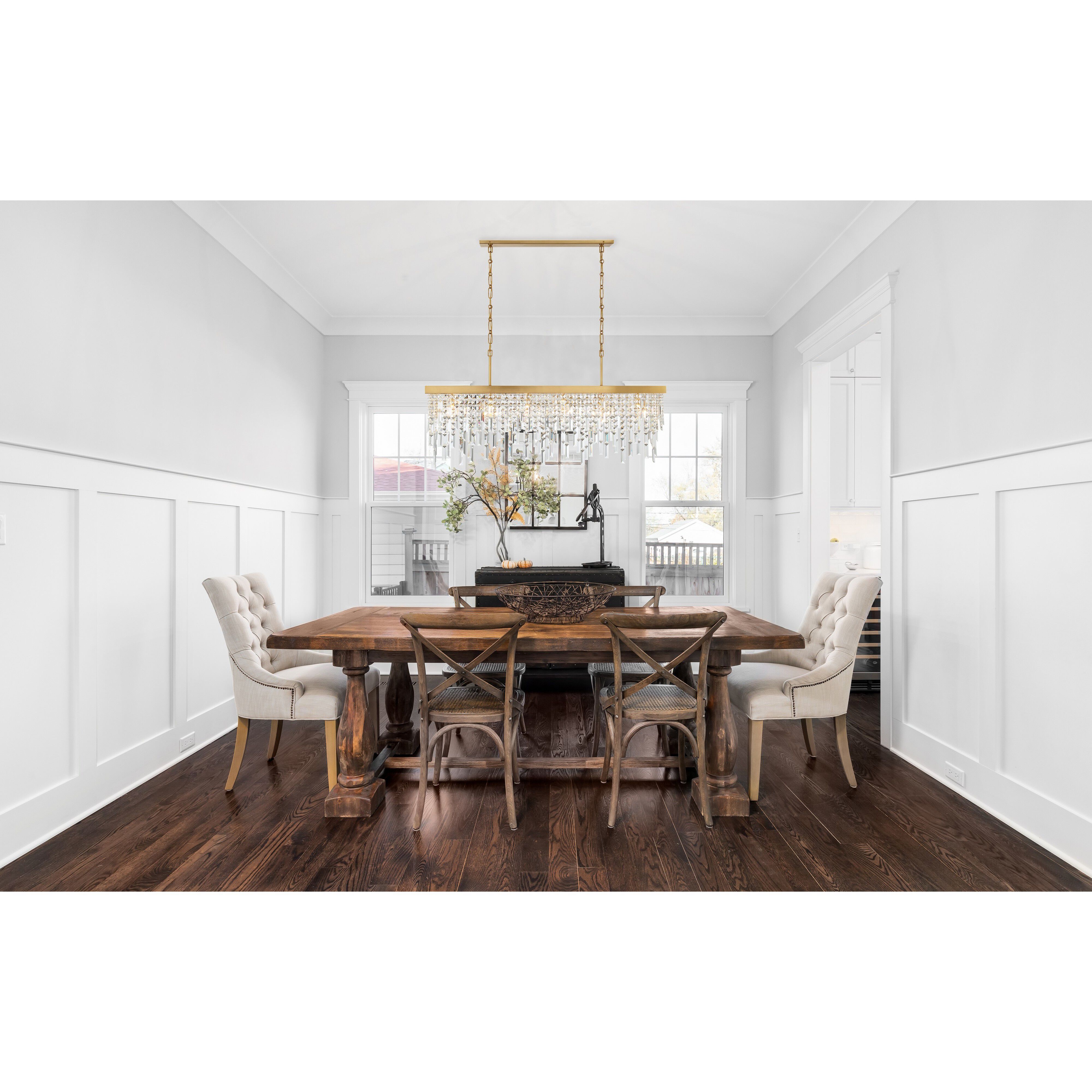 Winham 6 Light 49 inch Antique Gold Linear Chandelier Ceiling Light