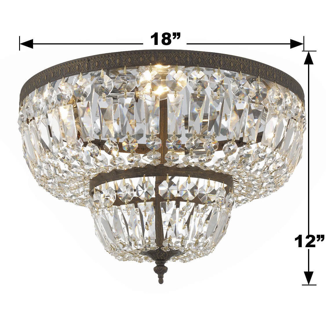 Waltham 4 Light 18 inch English Bronze Flush Ceiling Light in Clear Hand Cut