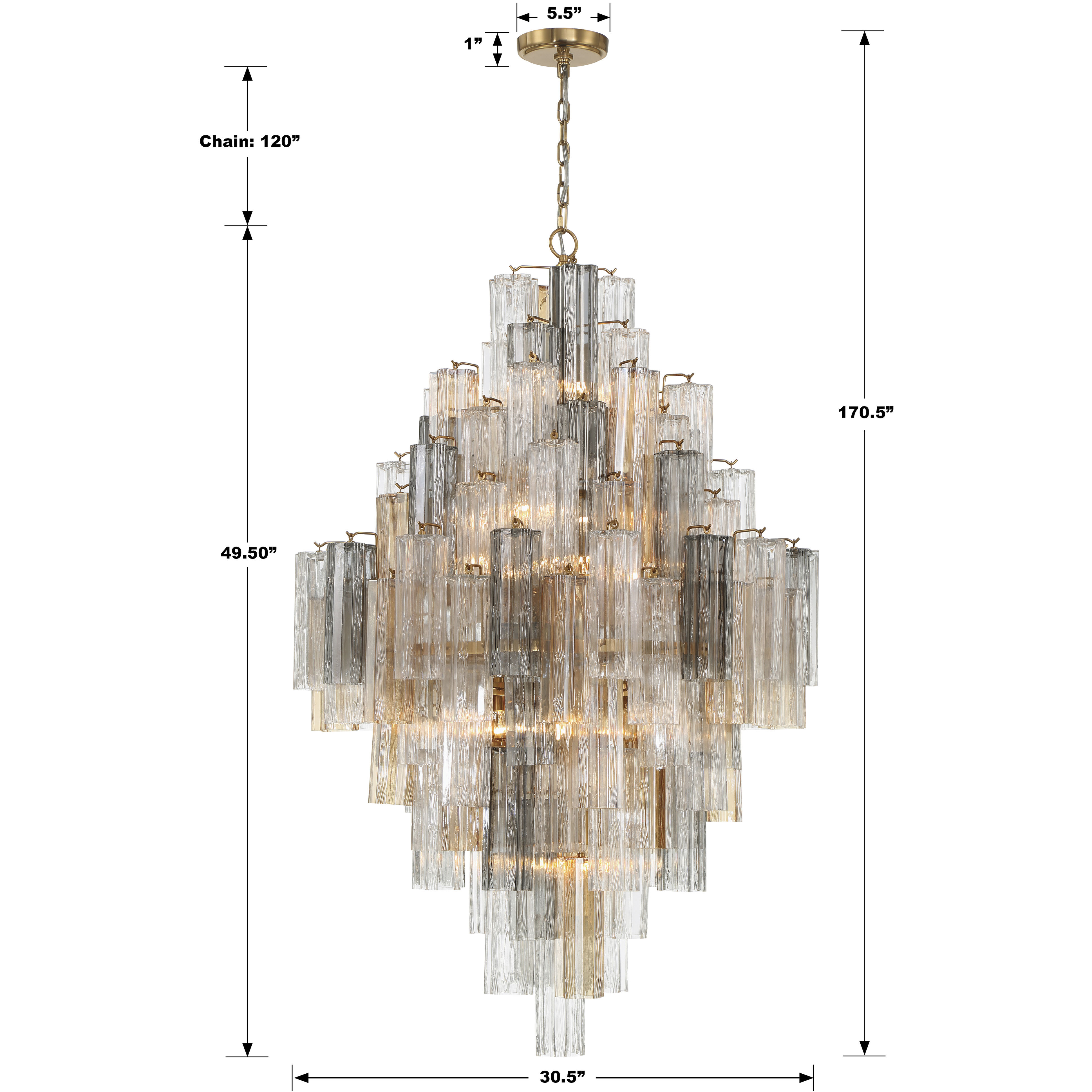 Addis 20 Light 31.5 inch Aged Brass Chandelier Ceiling Light in Autumn