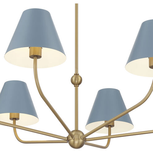 Xavier 6 Light 40 inch Vibrant Gold and Blue Chandelier Ceiling Light