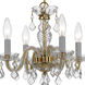 Traditional Crystal 4 Light 15 inch Polished Brass Mini Chandelier Ceiling Light in Clear Hand Cut
