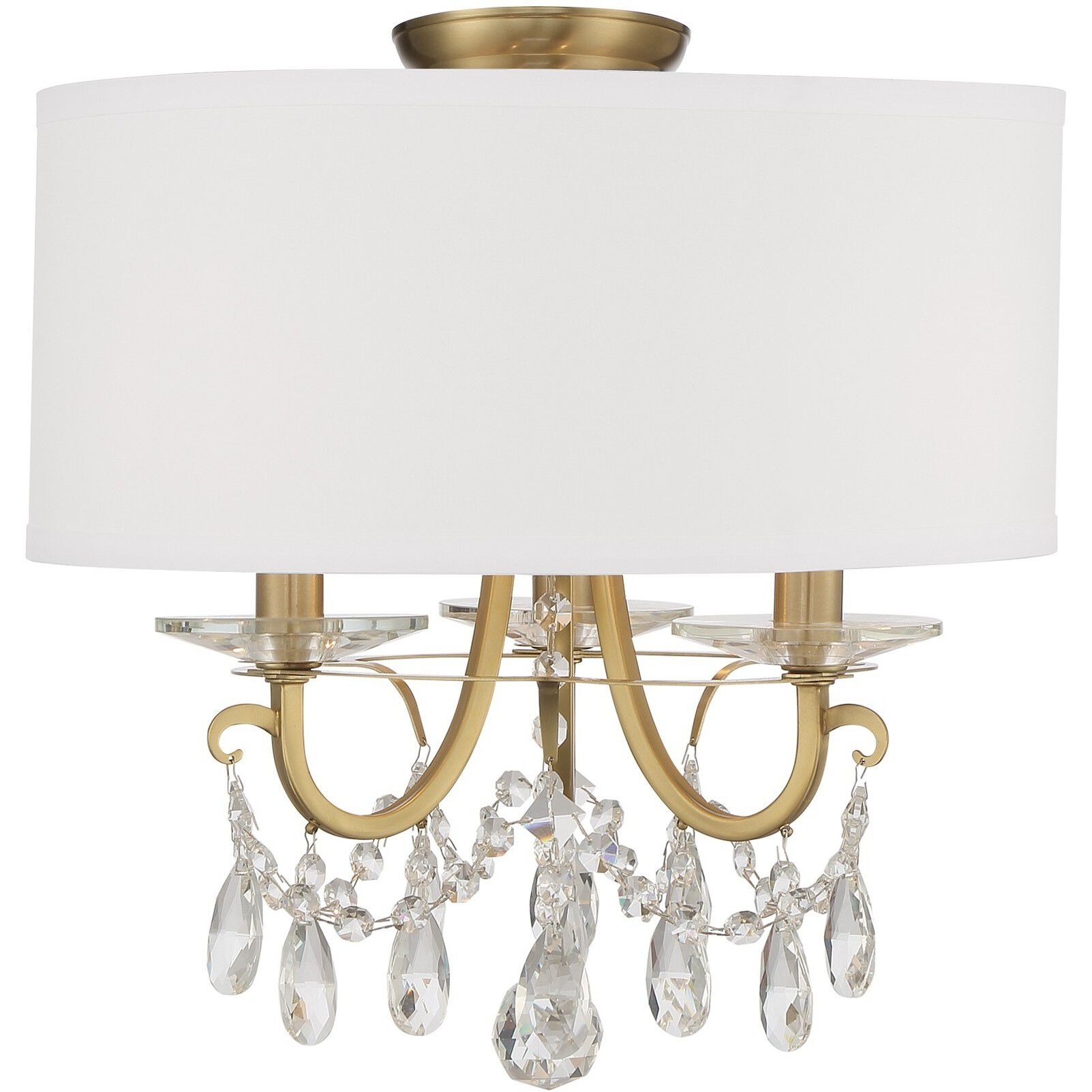 Othello 3 Light 14 inch Vibrant Gold Semi Flush Ceiling Light