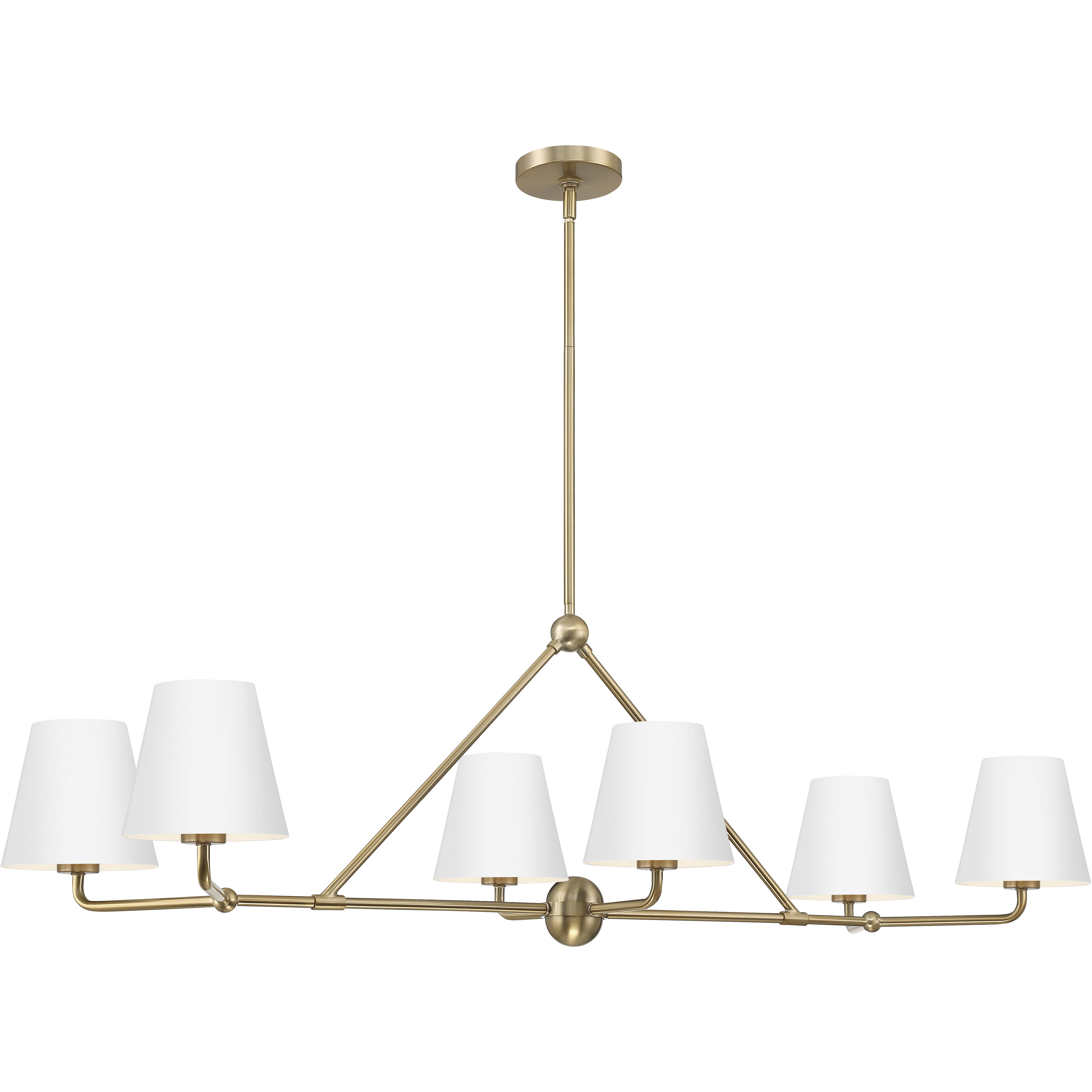 Xavier 6 Light 46 inch Vibrant Gold Linear Chandelier Ceiling Light in Vibrant Gold and White