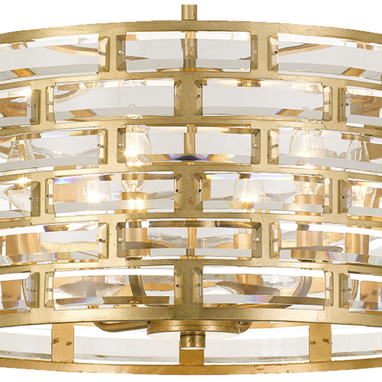 Meridian 6 Light 20 inch Antique Gold Semi Flush Ceiling Light