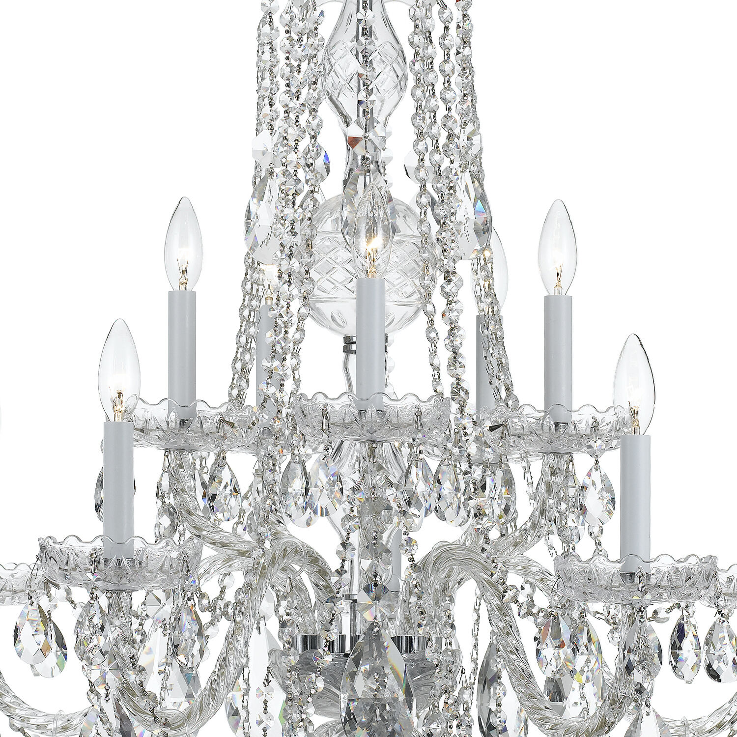 Traditional Crystal 10 Light 32 inch Polished Chrome Chandelier Ceiling Light in Clear Hand Cut