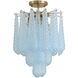 Ollie 4 Light 14.25 inch Aged Brass Semi Flush Ceiling Light in Sand Glass Blue