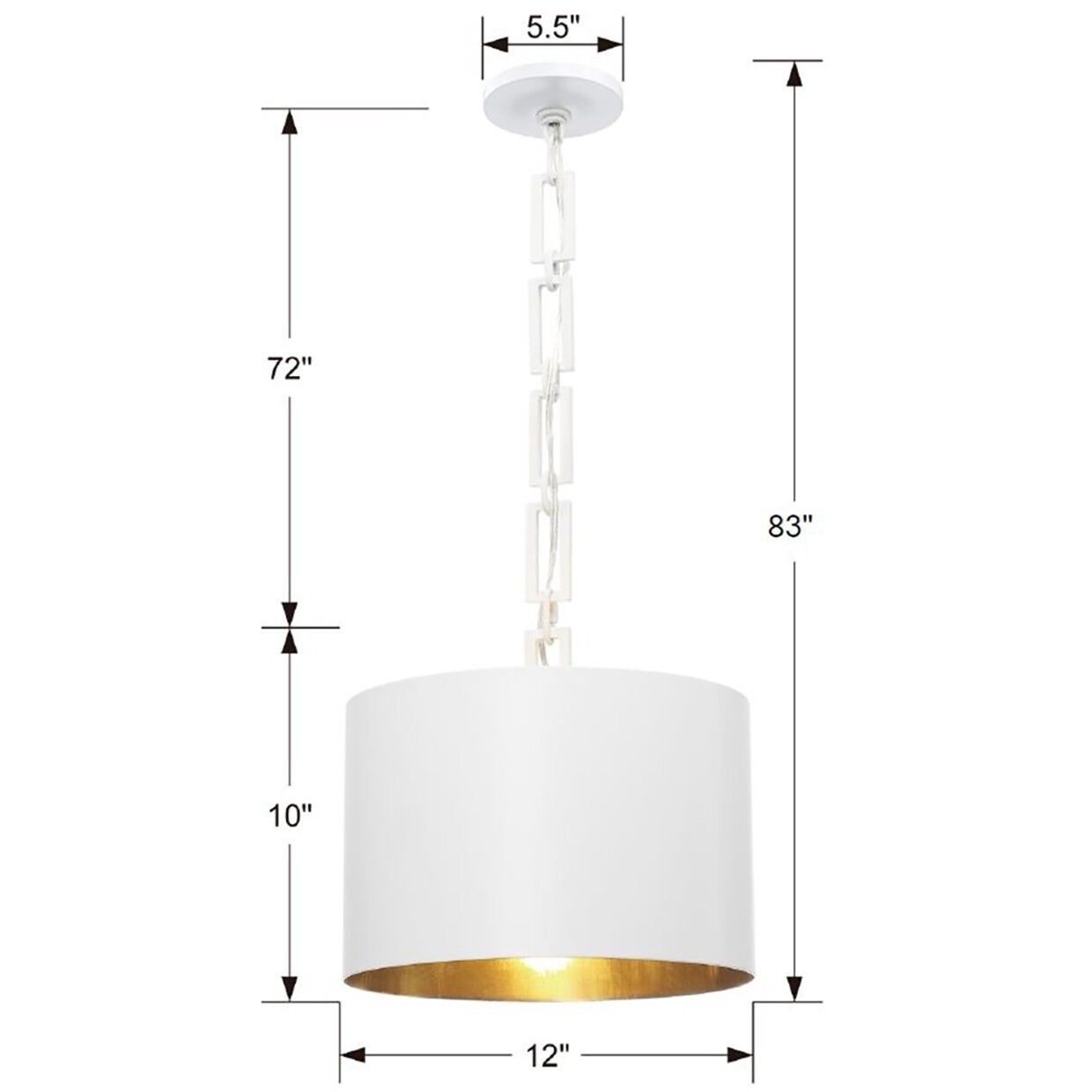 Alston 1 Light 12 inch Matte White/Antique Gold Mini Pendant Ceiling Light in Matte White and Antique Gold
