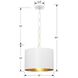 Alston 1 Light 12 inch Matte White/Antique Gold Mini Pendant Ceiling Light in Matte White and Antique Gold