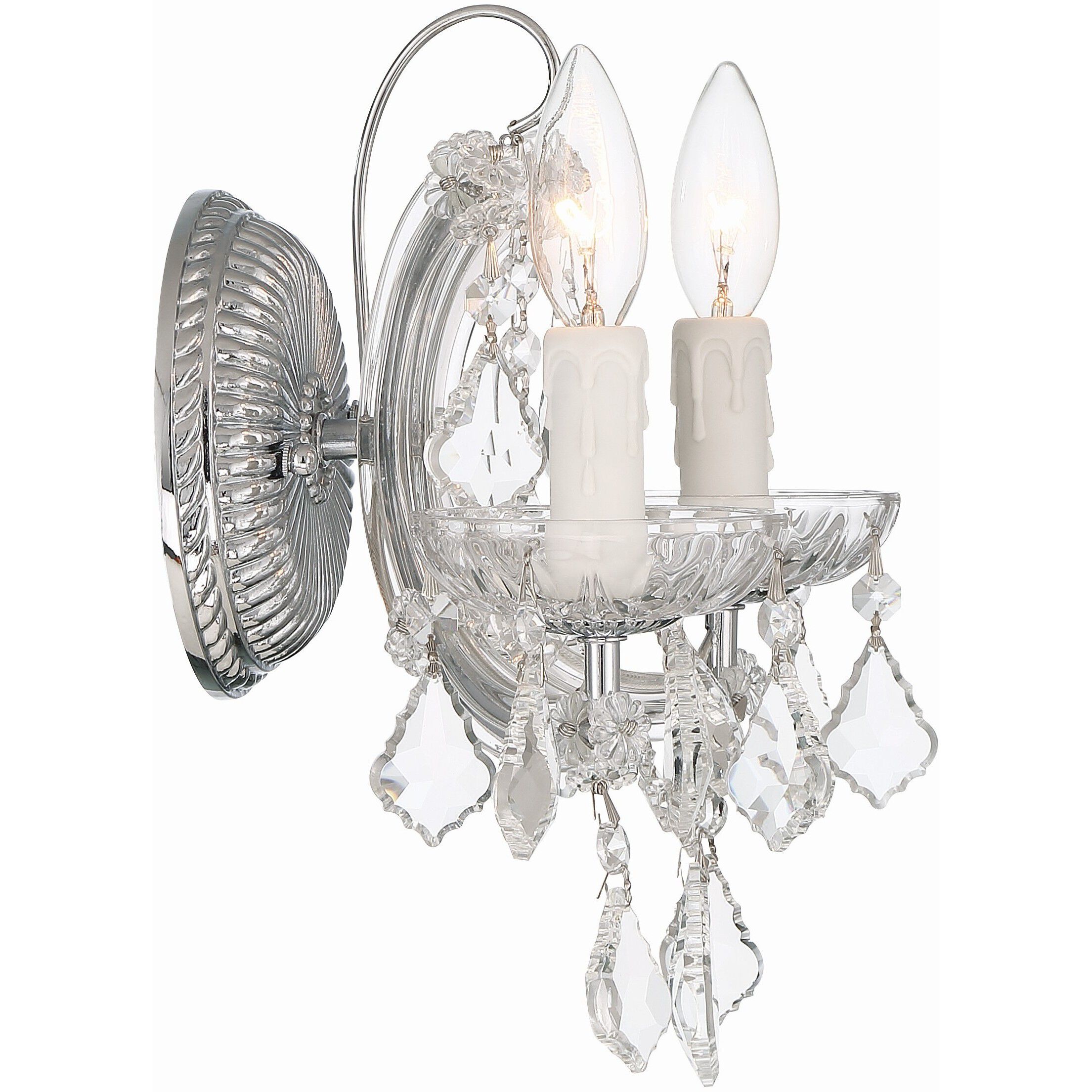 Maria Theresa Sconce Wall Light in Clear Spectra, Polished Chrome
