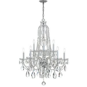 Traditional Crystal 10 Light 32 inch Polished Chrome Chandelier Ceiling Light in Clear Hand Cut