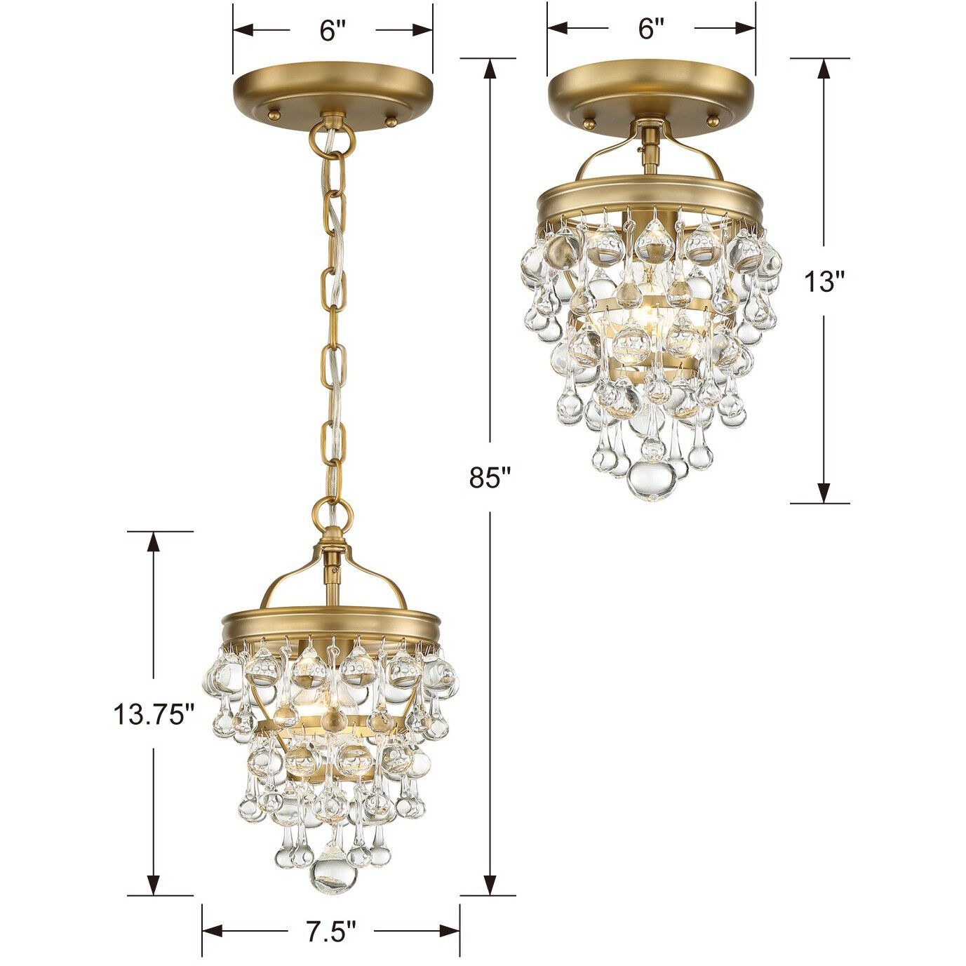Calypso 1 Light 7.25 inch Vibrant Gold Semi Flush Ceiling Light