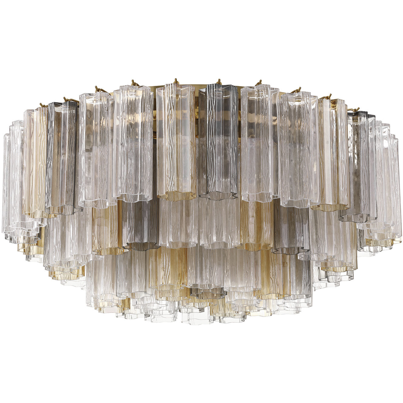 Addis 16 Light 32 inch Aged Brass Flush Mount Ceiling Light in Tronchi Glass Autumn
