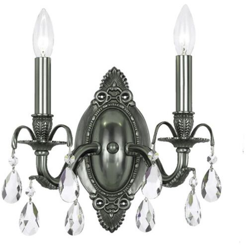 Dawson 2 Light 11.5 inch Pewter Sconce Wall Light in Clear Swarovski Strass