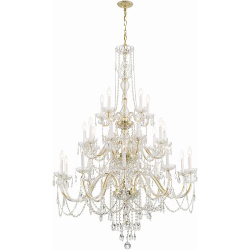 Traditional Crystal 25 Light 45 inch Polished Brass Chandelier Ceiling Light